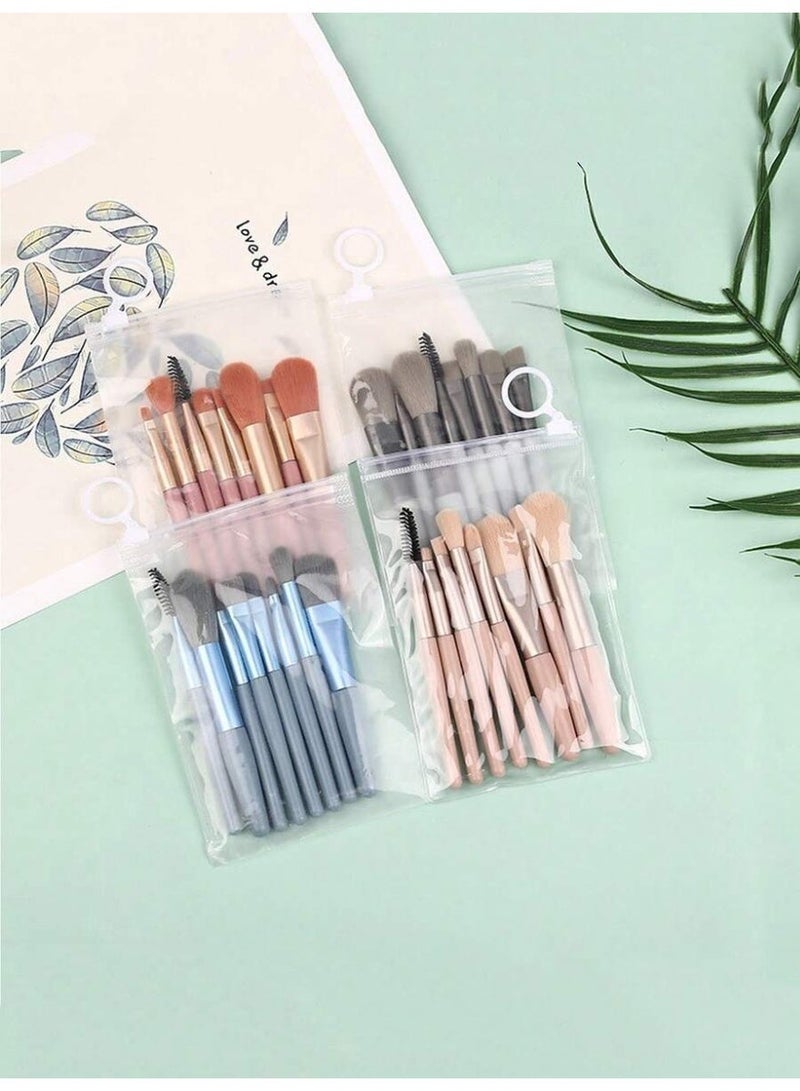 8-Piece Makeup Brush – Soft Synthetic Bristles – Face, Eye & Eyebrow Brushes – Blue and Grey Handles – Professional Cosmetic Brush Kit - Image 2